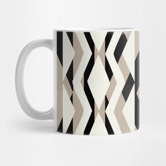 Decorative Bold Cream Beige Black Geometric Pattern by technotext